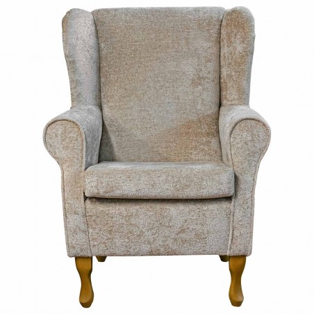 Medium Wingback Fireside Chair in Oslo Latte Supersoft Plush Fabric