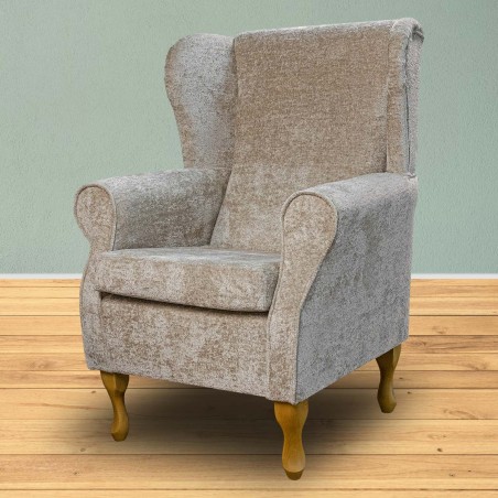 Medium Wingback Fireside Chair in Oslo Latte Supersoft Plush Fabric