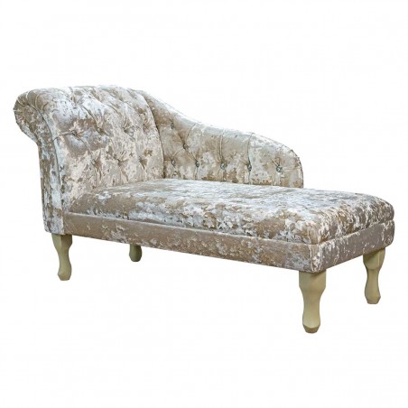 LUXE 52" Medium Buttoned Chaise Longue in a Lustro Vapour Fabric