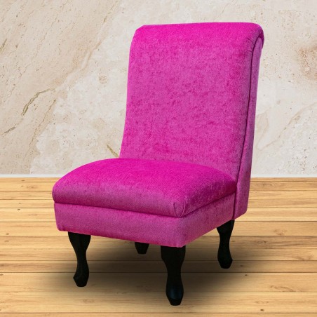 Bedroom Chair in a Pimlico Crush Fuchsia Pink Velvet Chenille Fabric