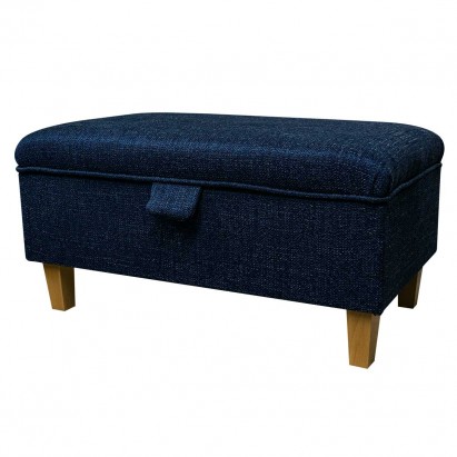 Storage Footstool, Ottoman, Pouffe in a Ponte Plain Midnight Metallic Fabric