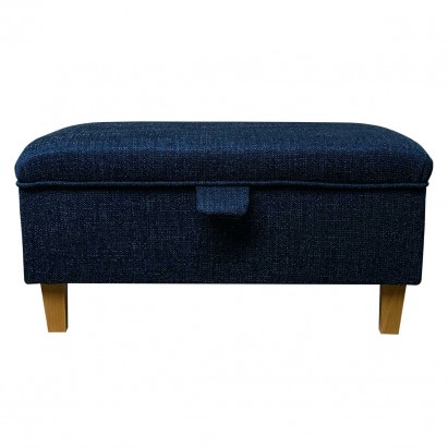 Storage Footstool, Ottoman, Pouffe in a Ponte Plain Midnight Metallic Fabric