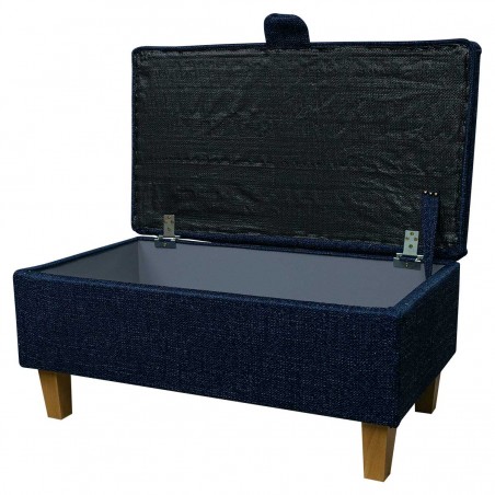 Storage Footstool, Ottoman, Pouffe in a Ponte Plain Midnight Metallic Fabric