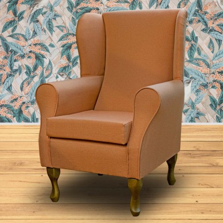 Standard Wingback Fireside Westoe Chair in a Perth Plain Terracotta Fabric