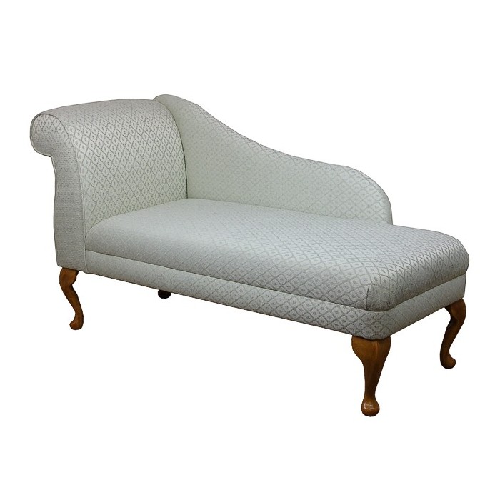 52" New Style Chaise Longue in a Light Green Diamond Pattern Chenille - 17083
