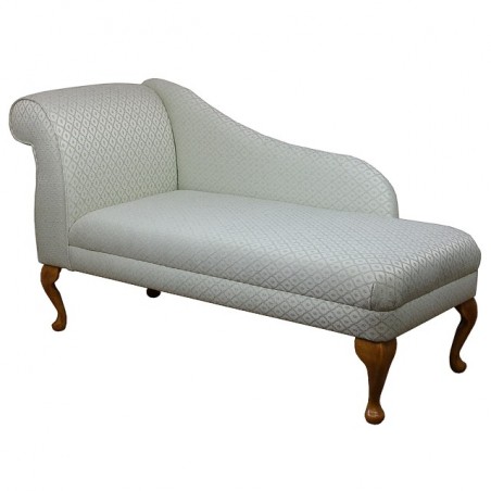 52" New Style Chaise Longue in a Light Green Diamond Pattern Chenille - 17083