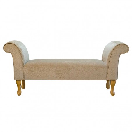 56" Medium Window Seat Settle in a Dolce Whisper Strie Velvet Fabric