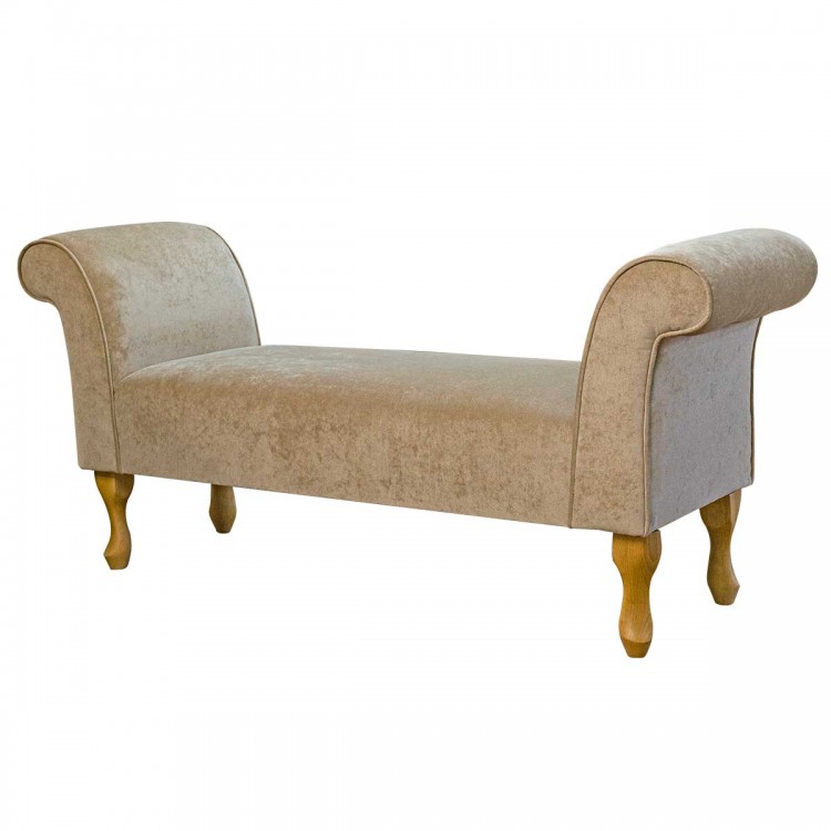 56" Medium Window Seat Settle in a Dolce Whisper Strie Velvet Fabric