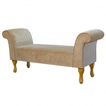 56" Medium Window Seat Settle in a Dolce Whisper Strie Velvet Fabric