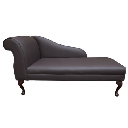 52" Medium Modern Chaise Longue in a Madras Mocha Genuine Leather