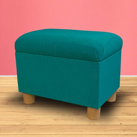 Pouffe Stool in a Notting Hill Plain Azure Velvet Fabric