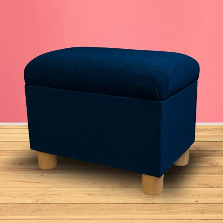 Pouffe Stool in a Notting Hill Plain Navy Velvet Fabric