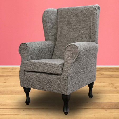 Standard Wingback Fireside Westoe Chair in a Cromwell Plain Grey Fabric