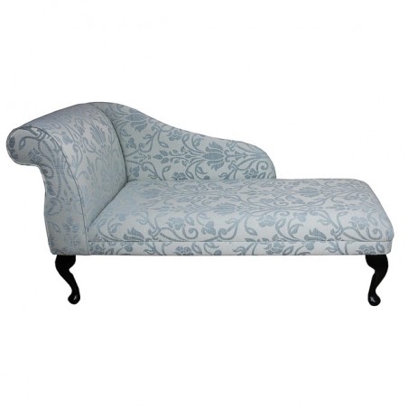 52" Medium Modern Chaise Longue in a Woburn Medallion Blue Fabric