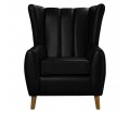 Fluted Wingback Chair in Denver Grained Black Contract Vinyl