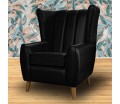 Fluted Wingback Chair in Denver Grained Black Contract Vinyl