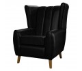 Fluted Wingback Chair in Denver Grained Black Contract Vinyl