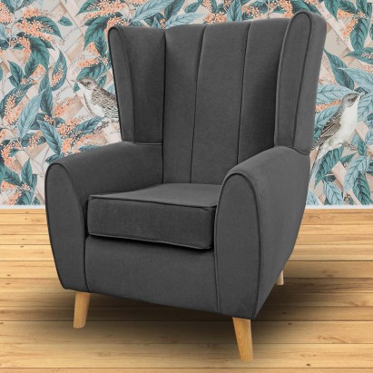 Fluted Wingback Chair in Notting Hill Dark Grey...