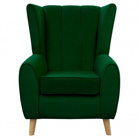 Fluted Wingback Chair in Notting Hill Moss Velvet Fabric