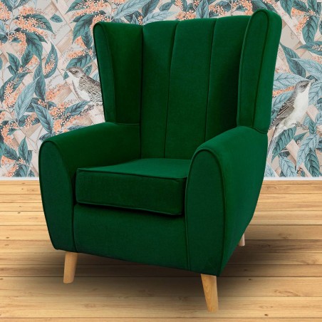 green velvet wingback chair