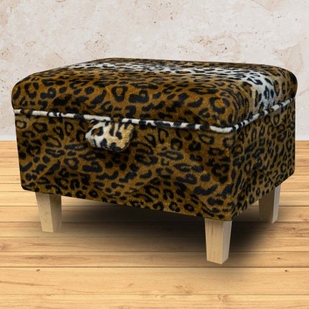 Storage Footstool, Ottoman, Pouffe in a Leopard Print Fabric