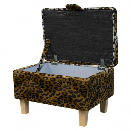 Storage Footstool, Ottoman, Pouffe in a Leopard Print Fabric