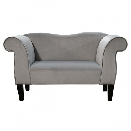 Small Chaise Sofa in a Malta Silver Deluxe Velvet Fabric