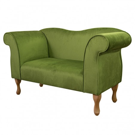 Small Chaise Sofa in a Monaco Olive Supersoft Velvet Fabric