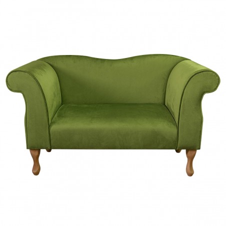 Small Chaise Sofa in a Monaco Olive Supersoft Velvet Fabric