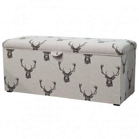 Storage Bench Ottoman in a Stag 100% Cotton Print Fabric