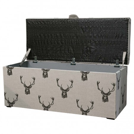 Storage Bench Ottoman in a Stag 100% Cotton Print Fabric