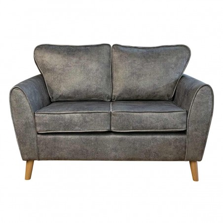 Julia Minimalist Two Seater Sofa in Oakland Taupe Stone Pattern Velvet Fabric