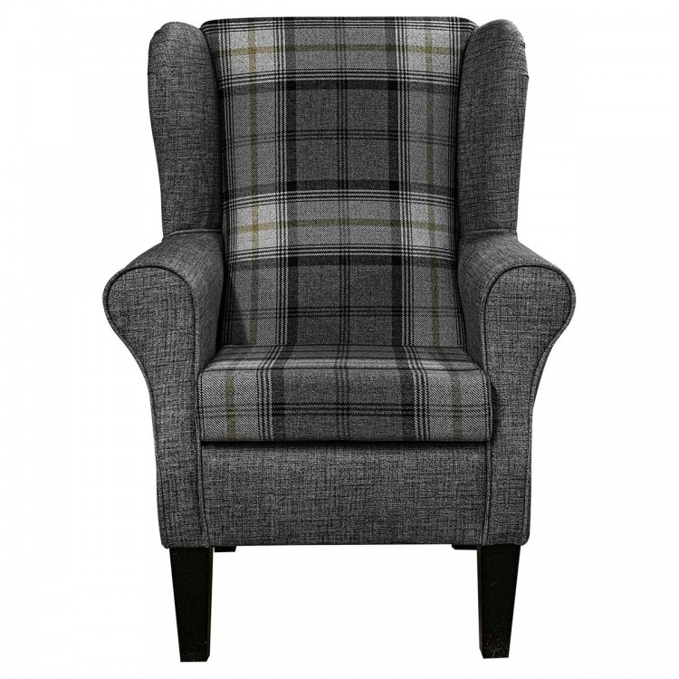 grey check wingback chair