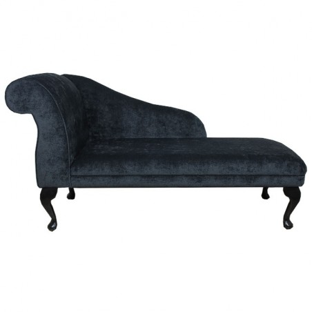 52" Medium Modern Chaise Longue in a Pimlico Crush Noir Fabric