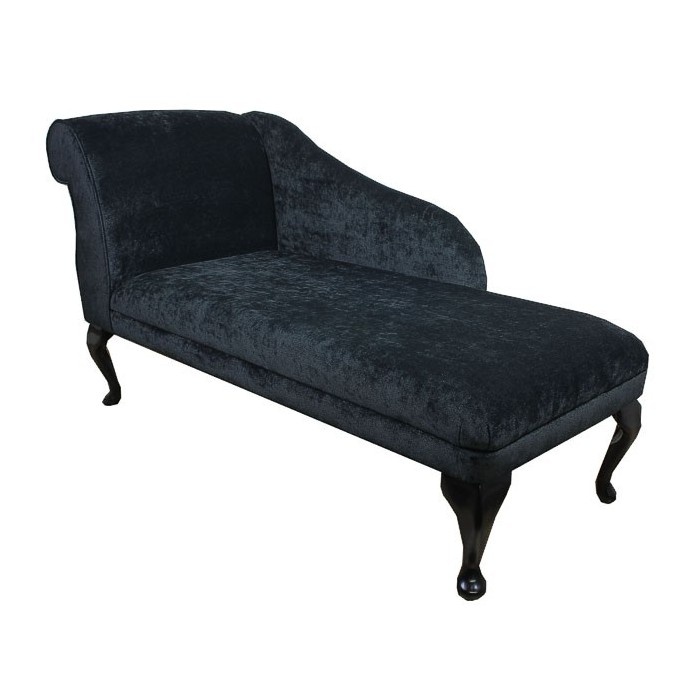 52" New Style Chaise Longue in a Rich Ebony Velvet Fabric - VEL225