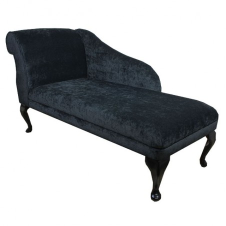 52" New Style Chaise Longue in a Rich Ebony Velvet Fabric - VEL225