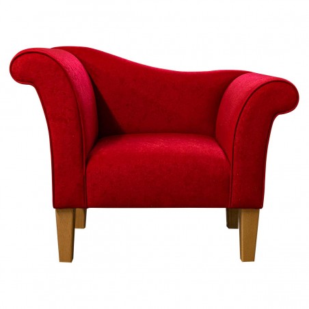 Designer Chaise Chair in Plush Postbox Red Fabric