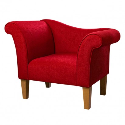 Designer Chaise Chair in Plush Postbox Red Fabric