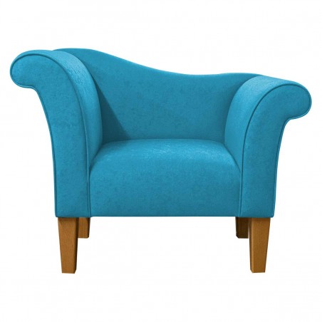 Designer Chaise Chair in Plush Light Blue Fabric