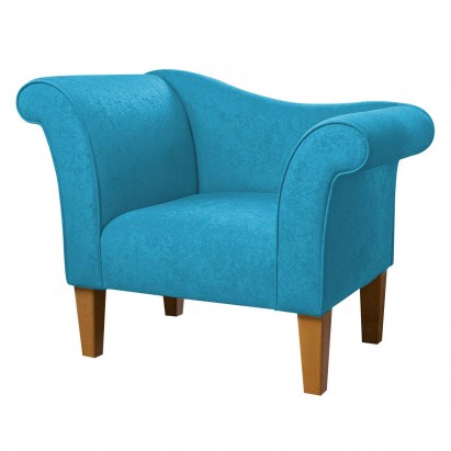Designer Chaise Chair in Plush Light Blue Fabric