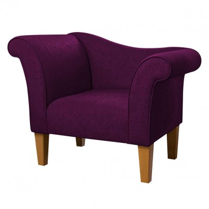 Designer Chaise Chair in Plush Plum Purple Fabric