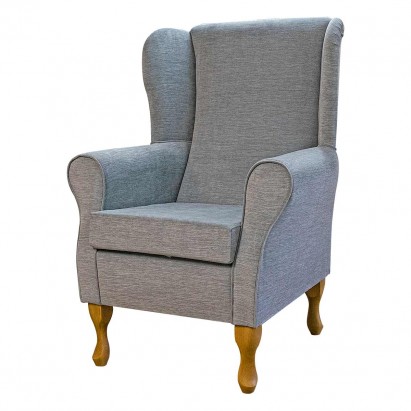 Standard Wingback Fireside Chair in Orinoco Ice Grey Velvet Fabric