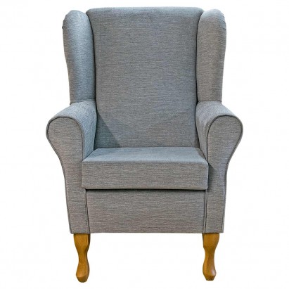 Standard Wingback Fireside Chair in Orinoco Ice Grey Velvet Fabric