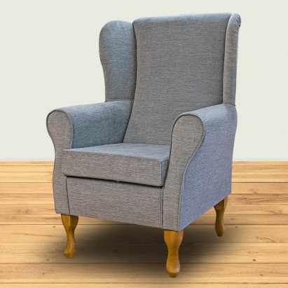 grey high back accent chair