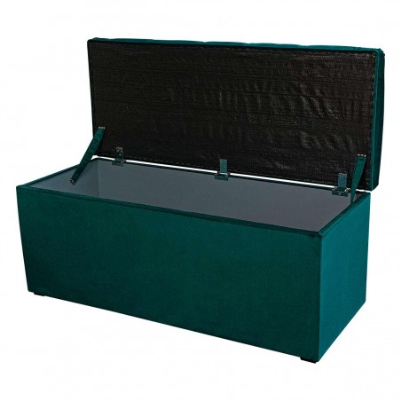 Buttoned Storage Bench Ottoman in Malta Emerald Deluxe Velvet Fabric