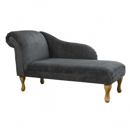 52" Medium Chaise Longue in Casper Grey Dimple Dot Velvet Fabric