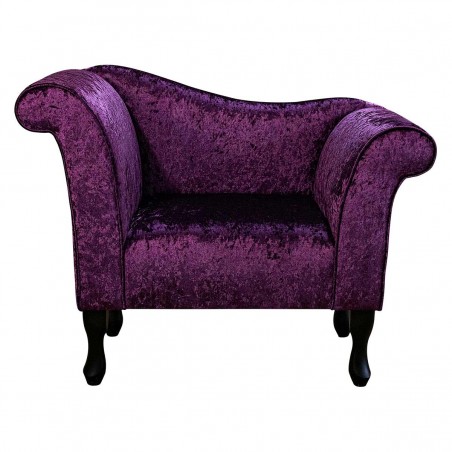 Designer Chaise Chair in Shimmer Amethyst Crushed Velvet Fabric