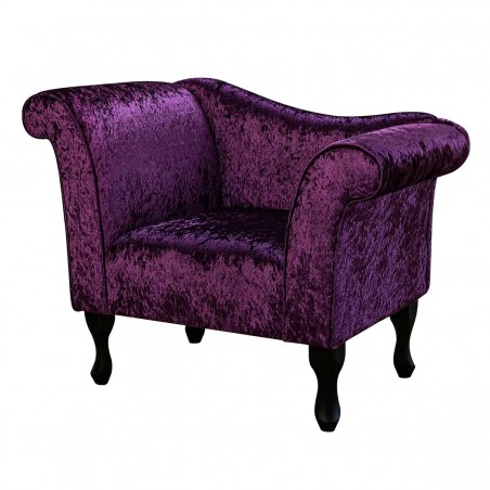 Designer Chaise Chair in Shimmer Amethyst Crushed Velvet Fabric