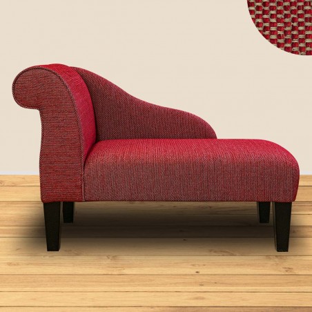 LUXE 41" Mini Chaise Longue in an AquaClean Oban Rouge Weave Fabric