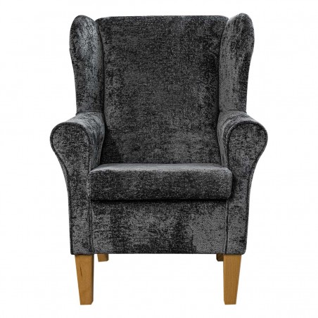 Medium Wingback Fireside Chair in Oslo Charcoal Supersoft Plush Fabric